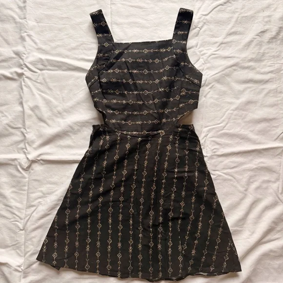 UO Black Printed Dress with Cutouts - Picture 1 of 4